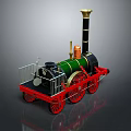 Vintage Steam Train Model with Green Body Red Wheels Black Chimney and Golden Top