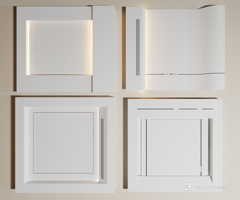 Modern Minimalist Ceiling Designs With Integrated Lighting 3d model 