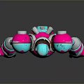 Colorful Robot Character with Pink and Blue Star Patterns Mechanical Armor Design 3d model