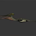 Realistic 3D Pterosaur Creature with Spread Wings Cranial Crest and Long Beak in Flying Pose