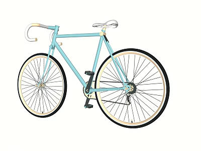 Light Blue Vintage Bicycle With White Handlebars Black Wheels And Silver Seat 3d model