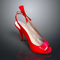 Red Patent Leather Women's High Heels Shoes With Open Toe And Ankle Bow Stiletto Heel