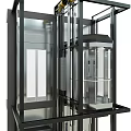 Elevator Model Decoration Ornament Set with Modern Metal Frame Transparent Glass and Multiple Pieces