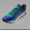 Blue Green Mesh Upper Running Sneakers With Black Laces And White Sole