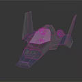 Futuristic Blue Starfleet Spacecraft Model with Wings Cockpit and Number 20