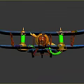 Colorful Spacecraft Model With Vibrant Cosmic Design And Decorative Propeller Parts