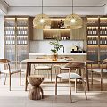 Nordic Dining Table and Chair Combination 3d model