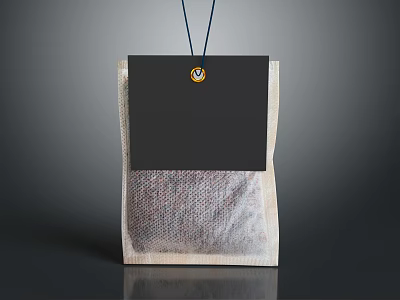 Practical Tea Bag With Black Label Hanging String And Mesh Material 3d model
