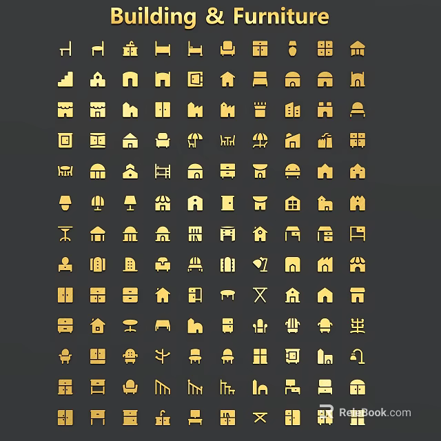 Golden Hanging Pendants Icon Set With Various Design Patterns For Decorative Use 3d model 
