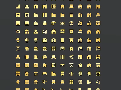 Golden Hanging Pendants Icon Set With Various Design Patterns For Decorative Use 3d model