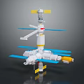 Space Station Model With Blue Solar Panels White Structure And Yellow Red Components 3d model
