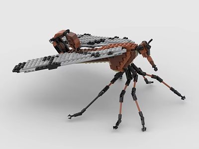Intricate Insect Model Made With Building Blocks Featuring Wings And Legs 3d model