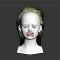 Stylish Game Movie Character Hairstyle Design With Green Black Gradient Hair on Mannequin Head