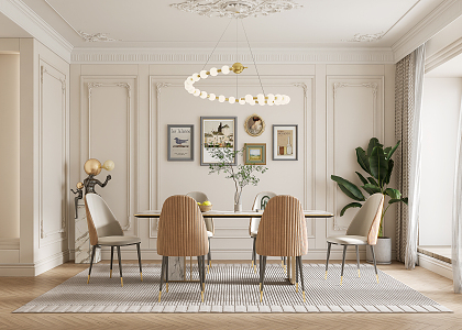 French Restaurant Cream Home Restaurant 3d model