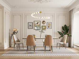 French Restaurant Cream Home Restaurant 3d model