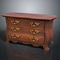 Classic Wooden Entryway Console Cabinet With Golden Handles And Multiple Drawers