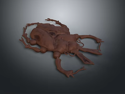 Detailed Brown Biomorphic 3D Model With Rough Texture Complex Structure And Multiple Legs 3d model