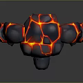 Game Movie Character Lava Giant With Stone Body Red Lava Patterns And Glowing Eyes