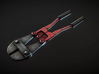 Professional Hardware Tools Pliers With Red Handles And Black Jaws 3d model