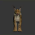 Caracal With Orange Fur Black Spots And Tufted Ears Standing On Dark Background