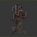 Rustic Industrial Pipe Equipment With Curved Pipes Valves And Base Structure