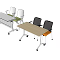 Modern Conference Tables with Green and Black Chairs on Wheels Wooden and White Tops