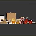 Various Takeout Food Collection With Pizza Burger Sushi Donuts Fries And Drinks