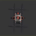 Quadcopter Drone Equipment With Four Black Propellers And Red Carrying Case 3d model