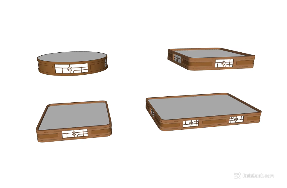 Modern Ceiling Lights with Wooden Frames White Surfaces and Various Shapes 3d model