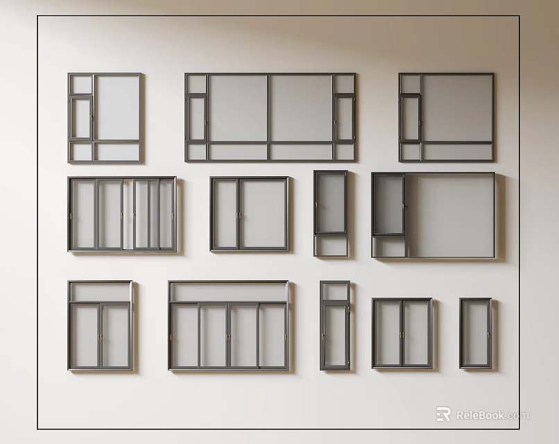Various Modern Casement Windows With Different Frame Designs And Style Options 3d model