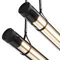 Sleek Linear Pendant Light With Black Metal Frame And LED Strip Lighting