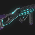 Futuristic Sci Fi Weapon With Blue Purple Glowing Accents And Advanced Design