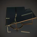 Modern Coffee Table With Glass Top And Gold Metal Geometric Frame Design