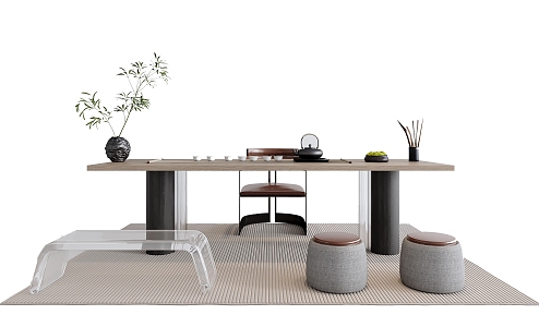 Modern Home Tea Table and Chair 3d model