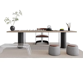 Modern Home Tea Table and Chair 3d model