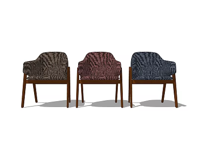 Three Accent Chairs With Zebra Pattern In Different Colors And Wooden Legs 3d model