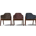 Three Accent Chairs With Zebra Pattern In Different Colors And Wooden Legs