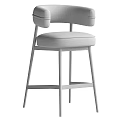 Modern Beige Upholstered Bar Stool With Padded Back And Black Frame 3d model