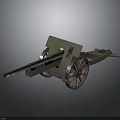 Vintage Cannon 3D Model With Wooden Wheels And Metal Barrel In Green Brown