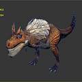 Fantasy Dinosaur Character With Orange Scales White Feathers And Horned Head