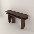 Modern Functional Desk With Brown Two Tiered Tabletop And Curved Support 3d model