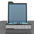 Advanced Commercial Equipment With Large Blue Display Integrated Control Panel And Cabinet Storage 3d model