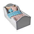 Cozy Single Bed with Gray Frame Colorful Bedding and Star Shaped Pillow