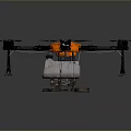 Hexacopter Drone With Orange Central Unit White Payload Black Frame Propellers And Landing Gear