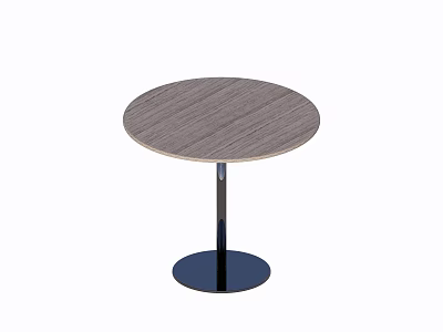 Modern Minimalist Round Coffee Table With Wood Grain Top And Black Metal Base 3d model