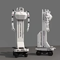 Modern Intelligent Robots With White Body And Wheels For Mobile Operations 3d model