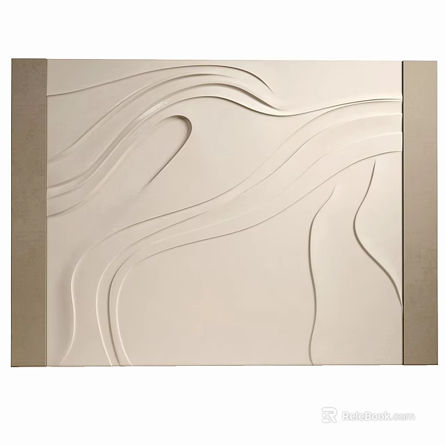 Decorative Modern Wall Featuring 3D Wave Patterns Beige Surface and Brown Side Borders 3d model 