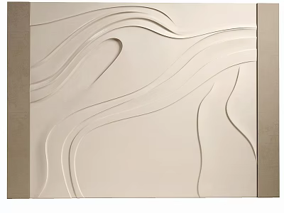 Decorative Modern Wall Featuring 3D Wave Patterns Beige Surface and Brown Side Borders 3d model