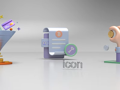 Billboard Featuring Financial Conversion Funnel Credit Card Stars Document Stamp And Coins 3d model