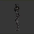 Detailed Sci Fi Game Movie Character Robot With Red Eyes And Mechanical Armor
